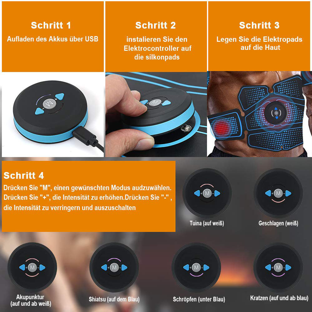 Eletroestimulador Muscular EMS Recarregável USB ShockFIT - Treino Abdominal Inteligente