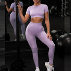 Conjunto Fitness Seamless Legging e Top Manga Curta ShockFIT.