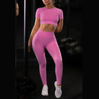 Conjunto Fitness Seamless Legging e Top Manga Curta ShockFIT.