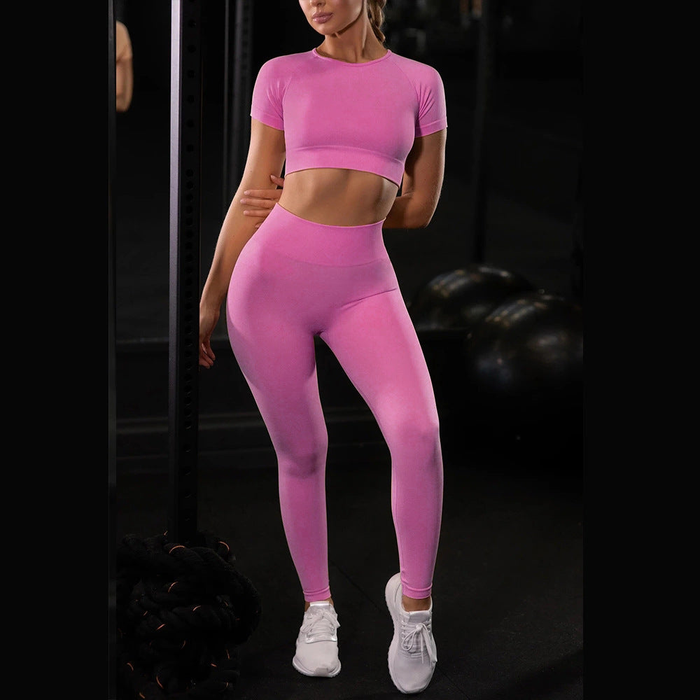 Conjunto Fitness Seamless Legging e Top Manga Curta ShockFIT.