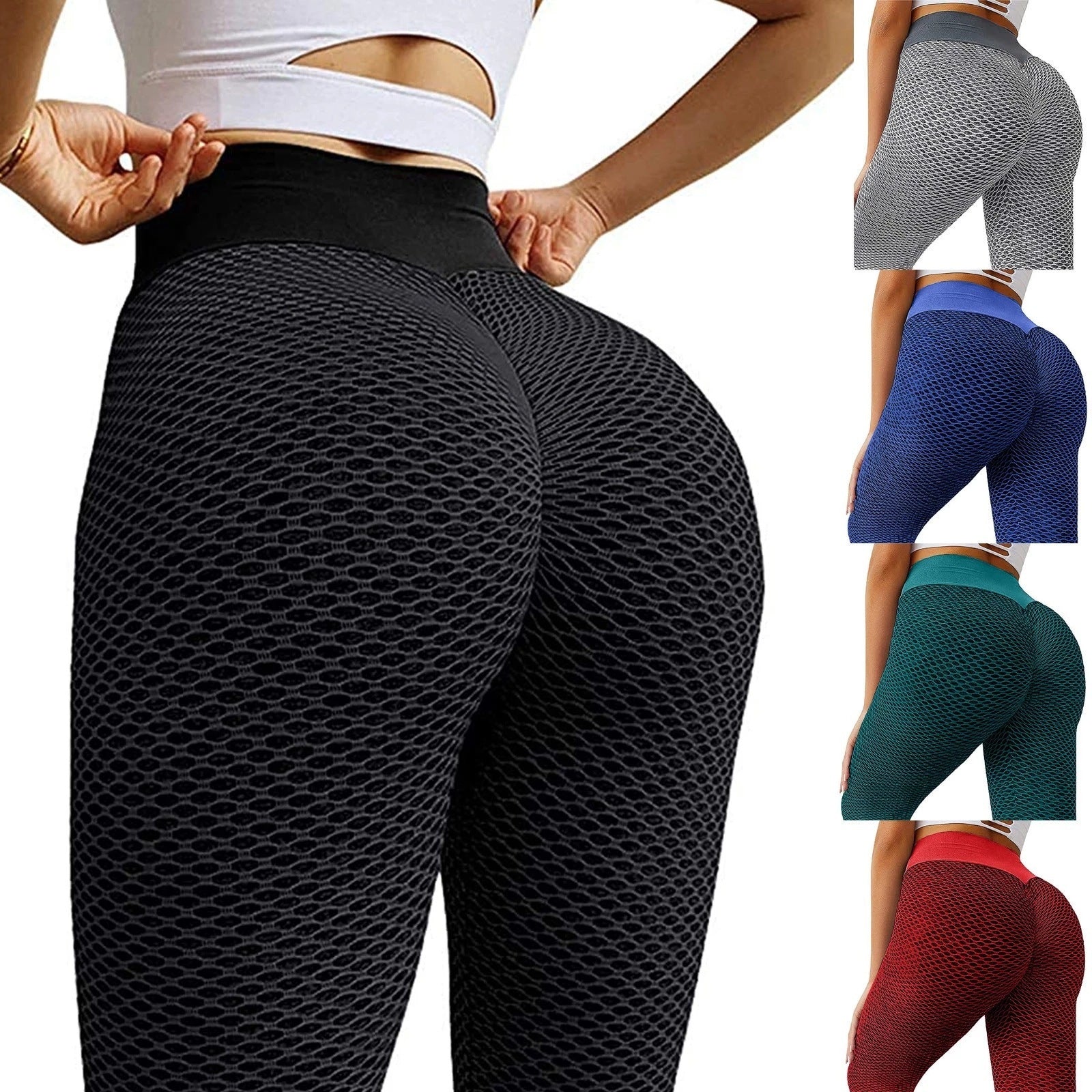 Legging Texturizada de Cintura Alta com Efeitos Colmeia e Levanta bumbum