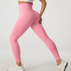 Calças de ioga esportivas para ciclismo, cor pêssego, para outono e inverno.